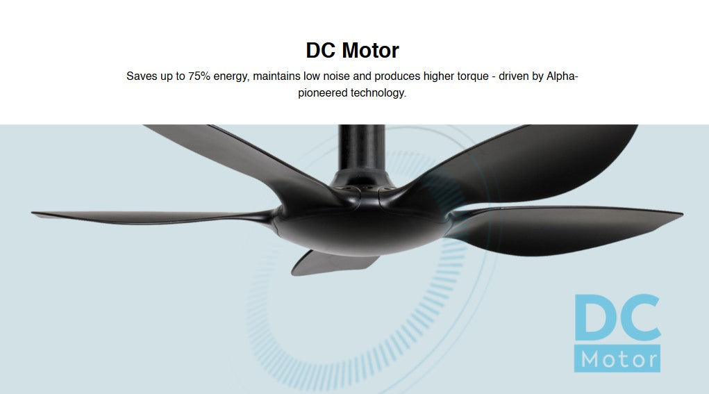 Alpha 40" 5 Blades Ceiling Fan AX70 5B / 40 Black DC motor 8 speeds with Remote Control AX705B / AX70-5B