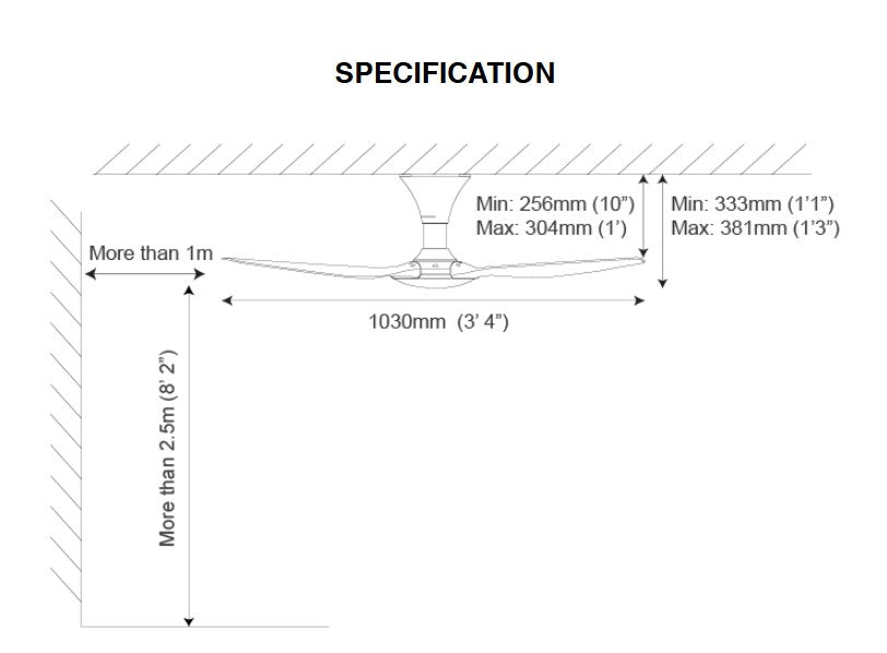 Alpha 40" 5 Blades Ceiling Fan AX70 5B / 40 Black DC motor 8 speeds with Remote Control AX705B / AX70-5B