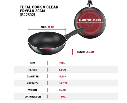 Tefal B22502/B2250295 Cook & Clean Frypan 20cm