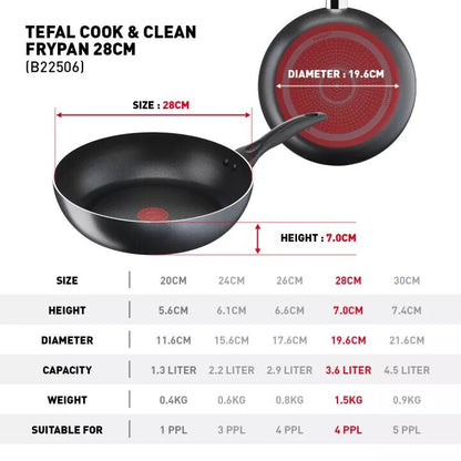 Tefal B22506/B2250695 Cook & Clean Frypan 28cm