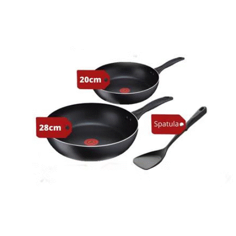 [COMBO OFFER] Tefal 28cm Frypan + 20cm Frypan + Comfort Wok Spatula K12909 non stick  ( B22506 + B22502 + K12909 )