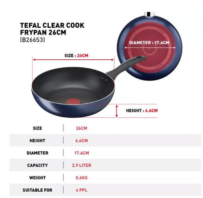 Tefal 3pcs Set B266S3 Clear Cook (28cm+26cm+Spatula)