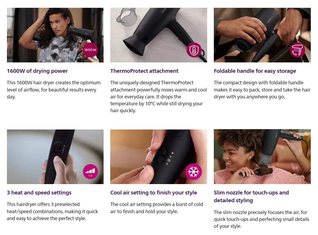 Philips BHD308 Hair Dryer 3000 Series BHD308/13 Pengering rambut