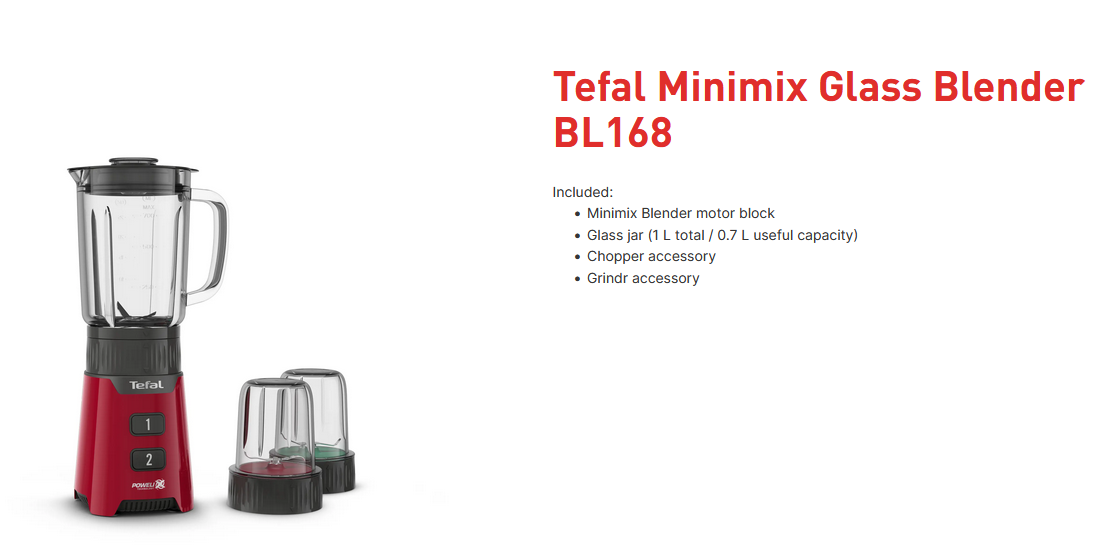 Tefal Minimix Glass Blender BL168/BL168565