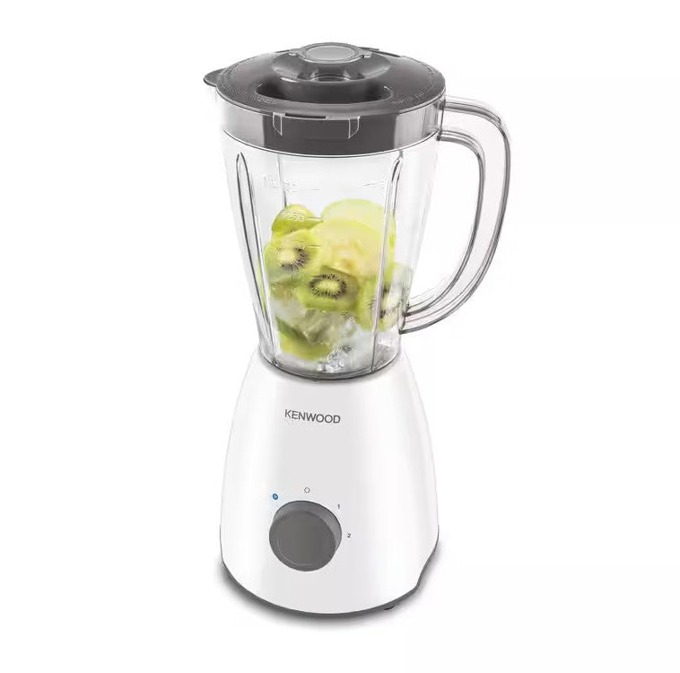 Kenwood 1.5L Blender 400W motor Plastic Goblet Bowl BLP10.A0WH 2 Speed with Pulse Stainless Steel Blades + Dry Mill Grinder BLP10A0WH (White)