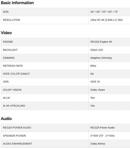 Toshiba TV 75" C350NP Ultra HD Smart 4K 75C350NP