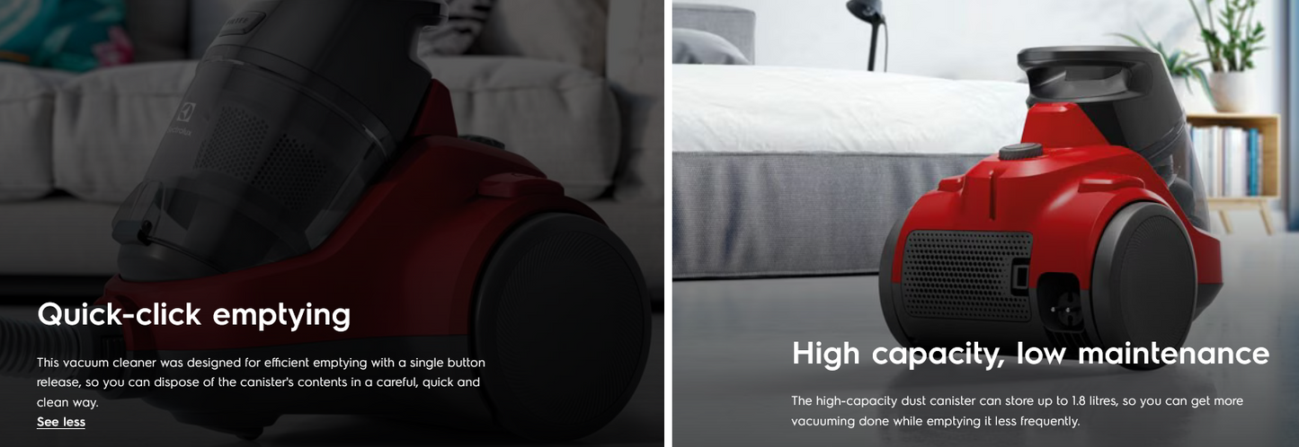 Electrolux EC41-6CR Ease C4 canister vacuum cleaner (Red)