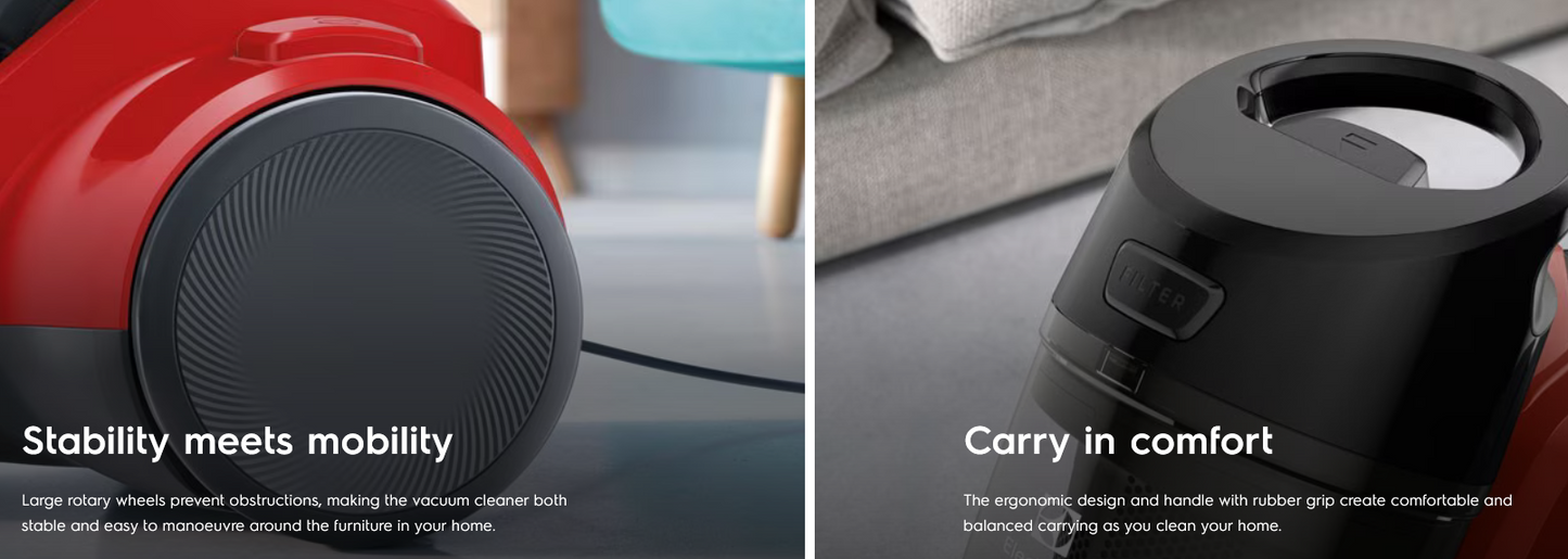 Electrolux EC41-6CR Ease C4 canister vacuum cleaner (Red)