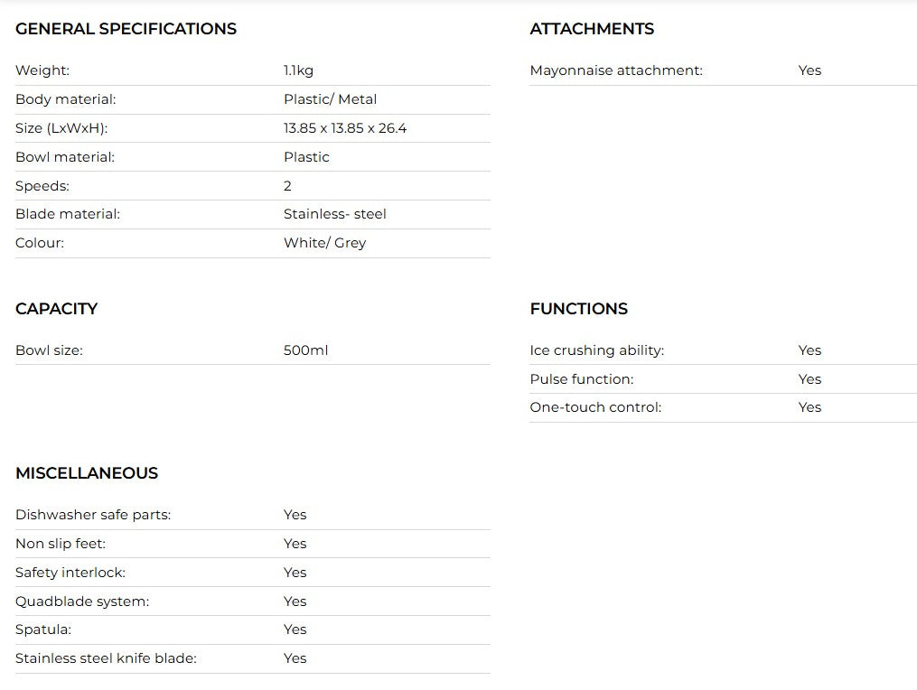 Kenwood Easy Chop Mini Chopper CHP61.100WH / CHP61100WH