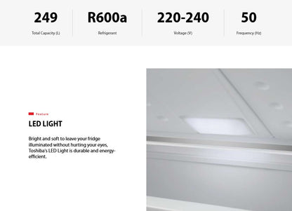 Toshiba Chest Fridge / Freezer 2 in 1 Function 300L CR-A249M / CRA249M With Wheels