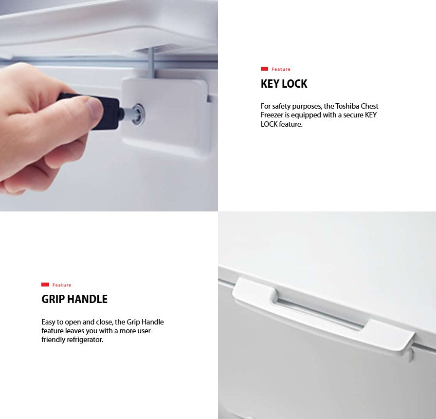 Toshiba Chest Fridge / Freezer 2 in 1 Function 300L CR-A249M / CRA249M With Wheels