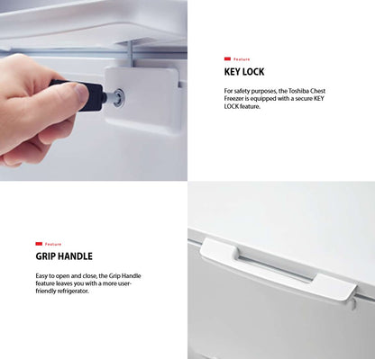 Toshiba Chest Fridge / Freezer 2 in 1 Function 300L CR-A249M / CRA249M With Wheels