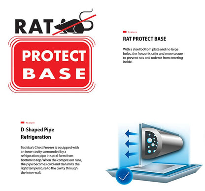 Toshiba Chest Fridge / Freezer 2 in 1 Function 300L CR-A249M / CRA249M With Wheels