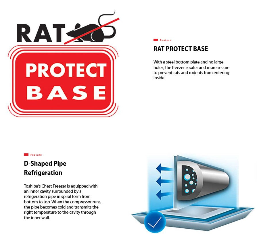 Toshiba Chest Fridge / Freezer 2 in 1 Function 380L CR-A295M / CRA295M With Wheels