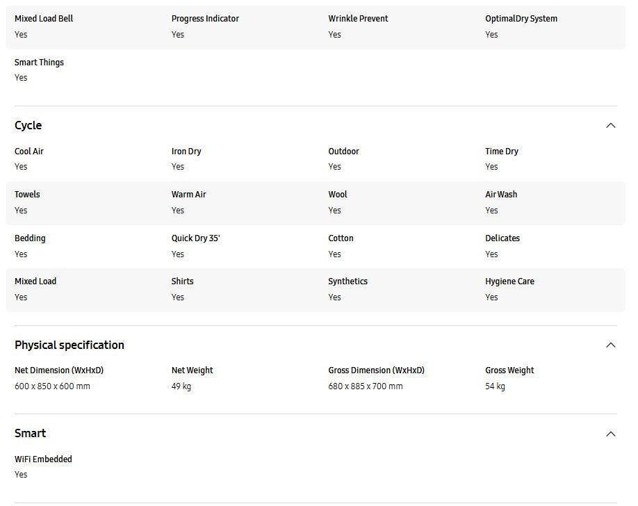 Samsung 9KG Heat Pump Dryer DV90T6240LH/FQ / DV90T6240LH