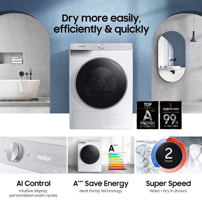 Samsung 9KG Heat Pump Dryer DV90T8240SX/FQ AI Control DV90T8240SX