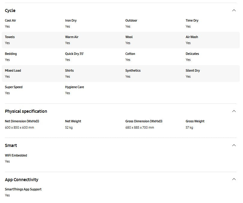 Samsung 9KG Heat Pump Dryer DV90T8240SX/FQ AI Control DV90T8240SX