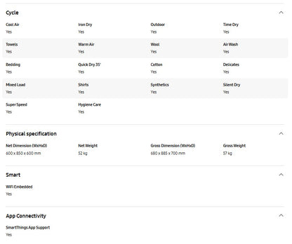 Samsung 9KG Heat Pump Dryer DV90T8240SX/FQ AI Control DV90T8240SX