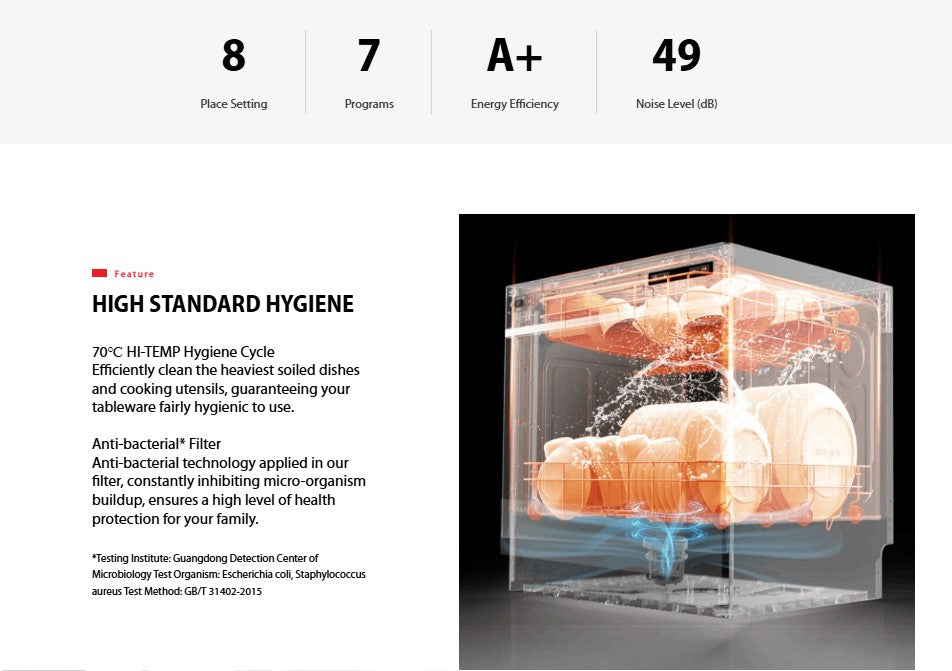 Toshiba Dishwasher DW-08T1(S)-MY Countertop With UV Anti Bacterial Filter (Silver) DW08T1SMY