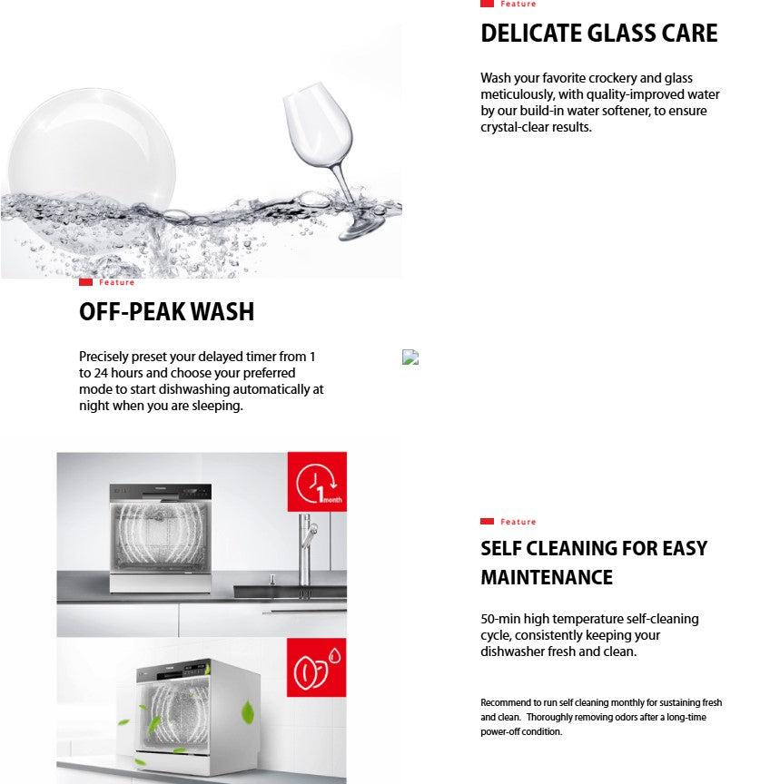 Toshiba Dishwasher DW-08T1(S)-MY Countertop With UV Anti Bacterial Filter (Silver) DW08T1SMY