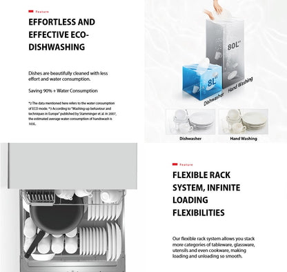 Toshiba Dishwasher DW-08T3(S)-MY table top 8 Place settings DW08T3SMY Turbo Heat Drying (Silver)