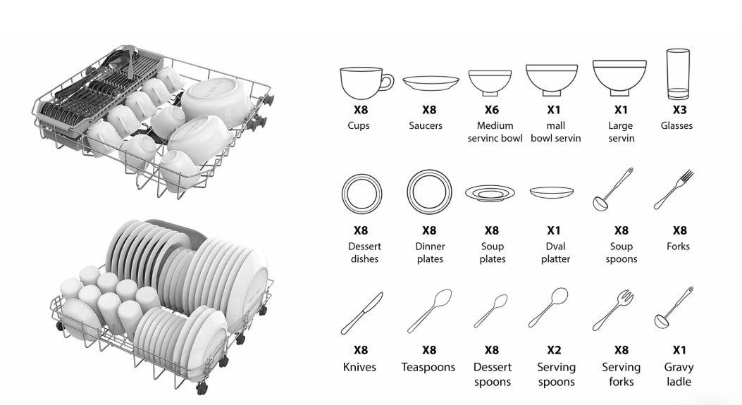 Toshiba Dishwasher DW-08T3(S)-MY table top 8 Place settings DW08T3SMY Turbo Heat Drying (Silver)