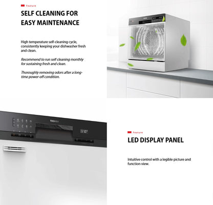 Toshiba Dishwasher DW-08T3(S)-MY table top 8 Place settings DW08T3SMY Turbo Heat Drying (Silver)