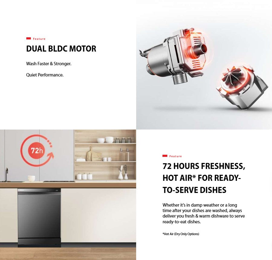 Toshiba Free Standing 15 Places Settings Dishwasher DW-15F6G / DW15F6GMY