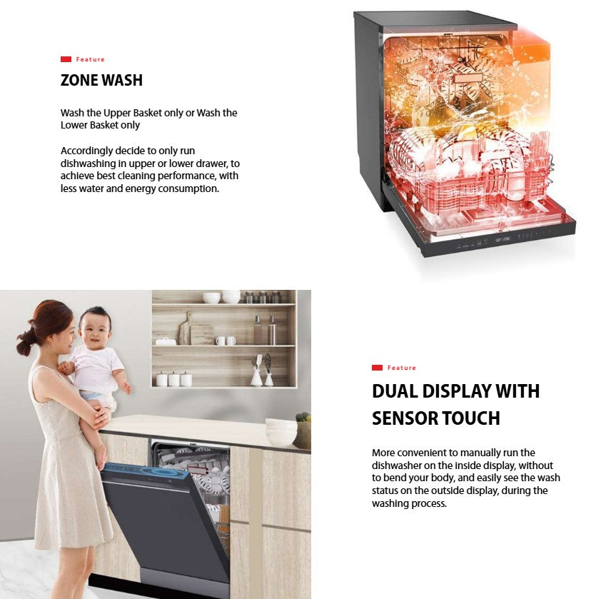 Toshiba Free Standing 15 Places Settings Dishwasher DW-15F6G / DW15F6GMY