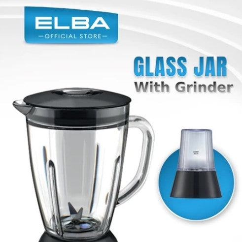 Elba Glass Jar Blender EBG-K1556G(BK) / EBGK1556G(BK) - 6-speed with Pulse Function, Grinder, Black (1.5L/500W)