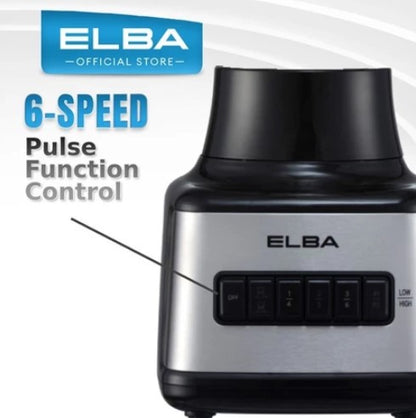 Elba Glass Jar Blender EBG-K1556G(BK) / EBGK1556G(BK) - 6-speed with Pulse Function, Grinder, Black (1.5L/500W)