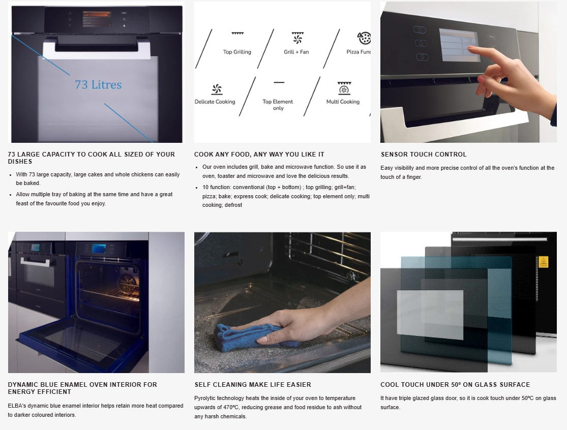 Elba 38L Built-in Steam Oven 73L EBO-H7310TFT(BK) / EBOH7310TFTBK