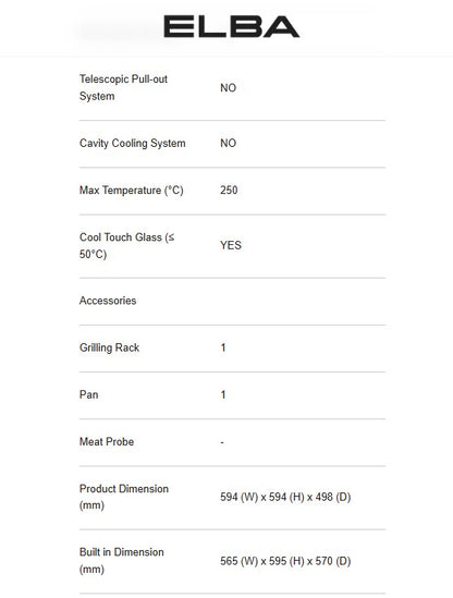Elba 67L Built-in Oven EBO-N6770(BK) / EBON6770BK