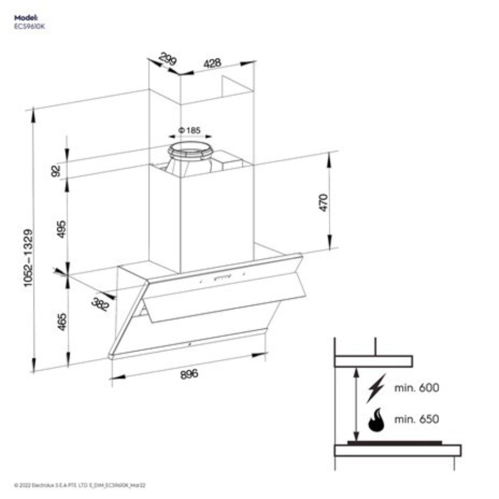 Electrolux ECS9610K 90cm UltimateTaste 500 Slope Cooker Hood