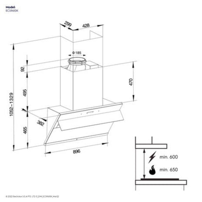 Electrolux ECS9610K 90cm UltimateTaste 500 Slope Cooker Hood