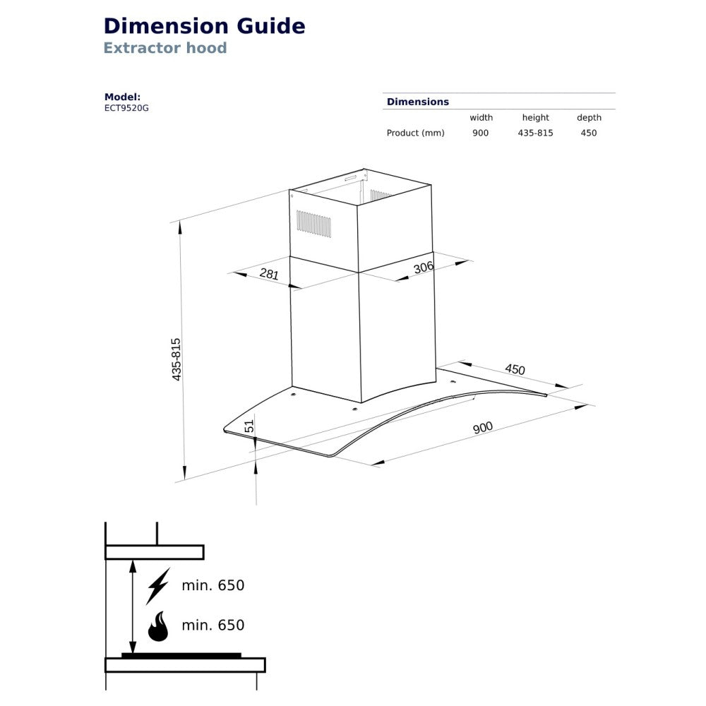 Electrolux ECT9520G 90cm UltimateTaste 500 Chimney Cooker Hood