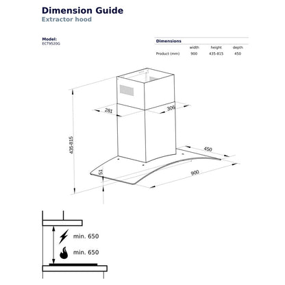 Electrolux ECT9520G 90cm UltimateTaste 500 Chimney Cooker Hood