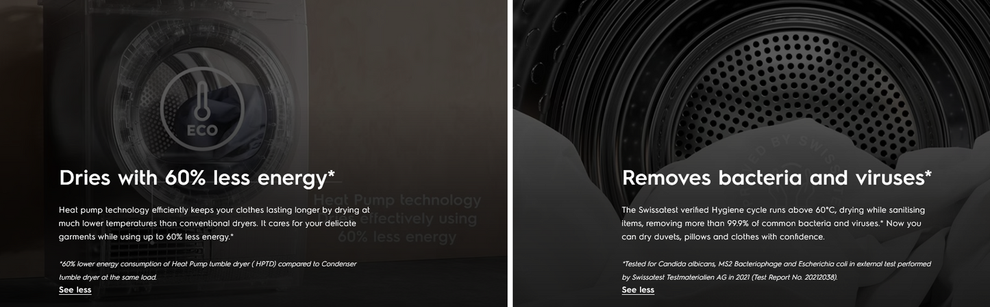 Electrolux EDH903R7WC 9kg UltimateCare 700 Heat Pump Dryer