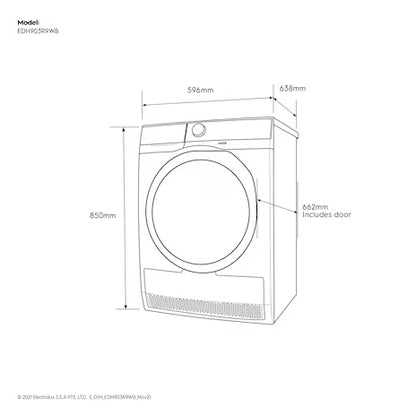 Electrolux 9kg EDH903R9WB UltimateCare 900 heat pump dryer
