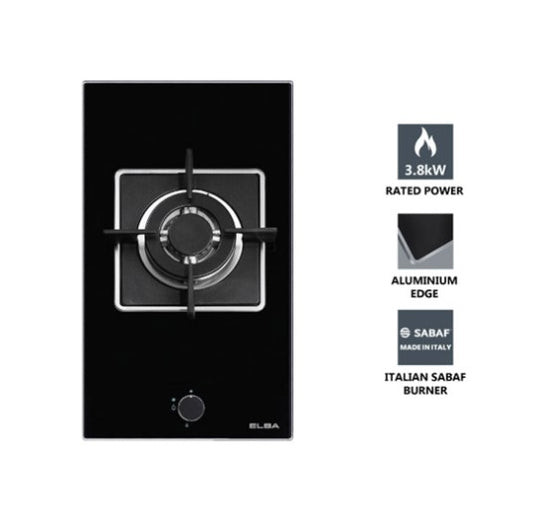 Elba Single Burner Built-in Domino Glass Hob EDH-F3401G(BK) / EDHF3401GBK