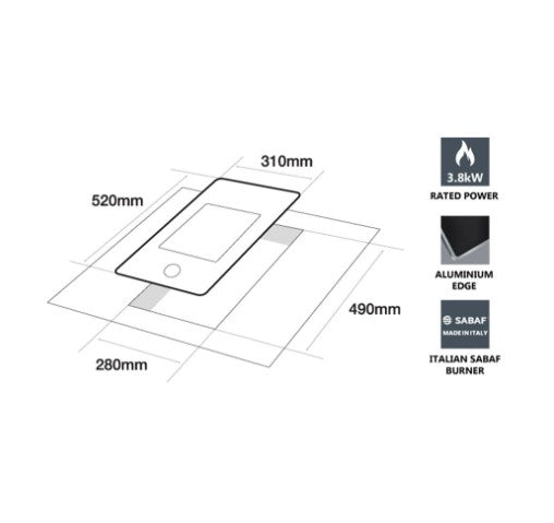 Elba Single Burner Built-in Domino Glass Hob EDH-F3401G(BK) / EDHF3401GBK