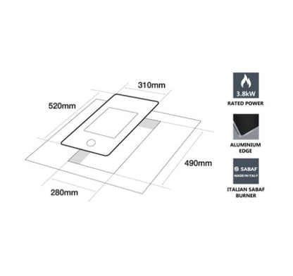 Elba Single Burner Built-in Domino Glass Hob EDH-F3401G(BK) / EDHF3401GBK