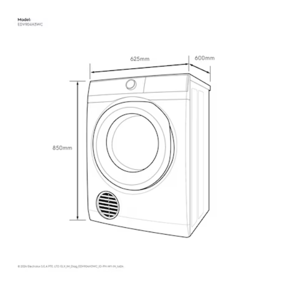 Electrolux 9kg UltimateCare 300 EDV904H3WC Venting Pump Dryer