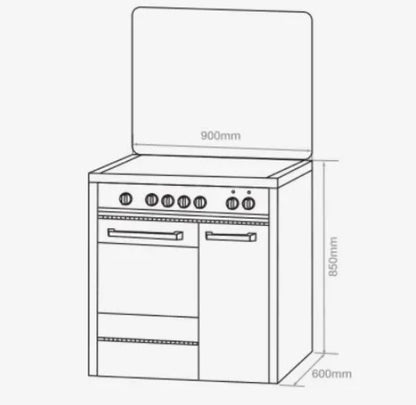 Elba 70L Gas Cooker with Electric Oven 3 Burner EGC-C9783E(SS) / EGCC9783ESS