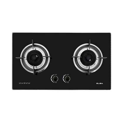 [COMBO] Elba Slim Hood ESH-M7598(BK) - Twin Motor + 2 Burners Glass Stove EGH-M8442G(BK) 4.8kW