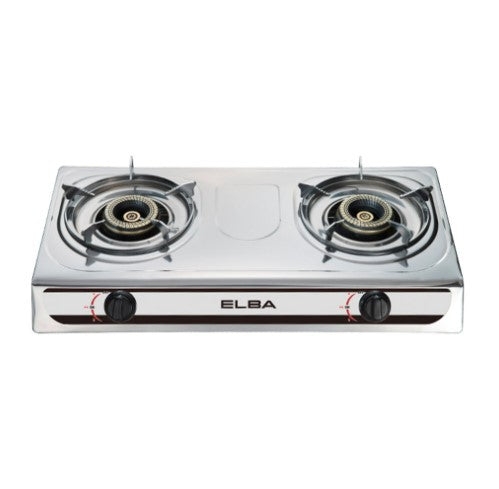 Elba 2 Burner Gas Stove EGS-F7192(SS) / EGSF7192SS Automatic Piezo Ignition (Silver)