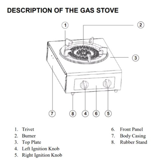 Elba Semi-Commercial Gas Stove Double Knob Control EGSK6081(SS) / EGSK6081SS