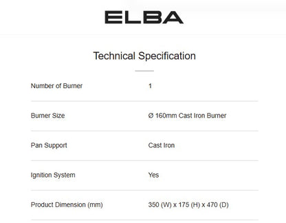 Elba Semi-Commercial Gas Stove Double Knob Control EGSK6081(SS) / EGSK6081SS