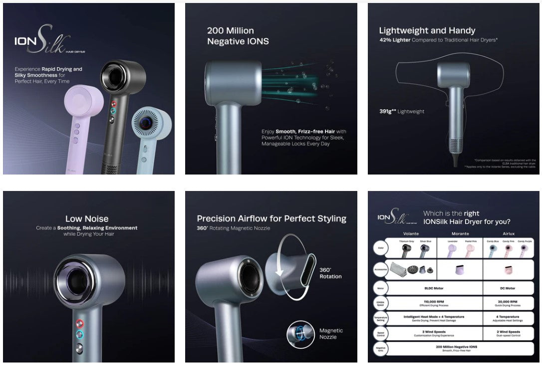 Elba Hair Dryer AIRLUX EHD-Q4643D(BL) DC Motor Candy Blue EHDQ4643DBL