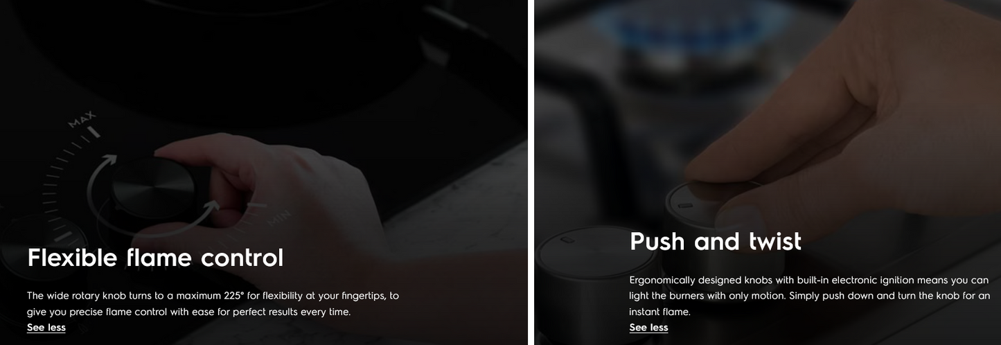 Electrolux EHG7230BE 78cm UltimateTaste 300 built-in gas hob with 2 cooking zones